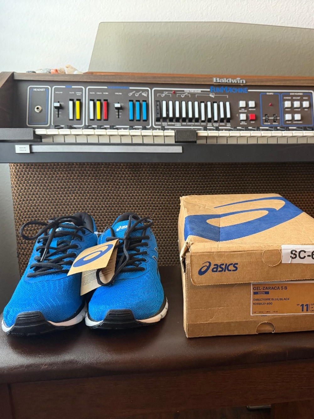 Asics Gel-Zaraca 5 Running Shoes Directoire Blue Black Mens Size 11